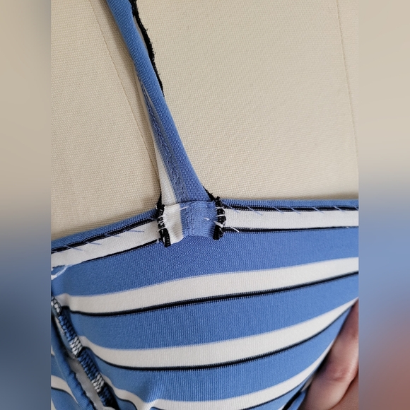 VINTAGE style summer dress in blue,white and black striped stretch fabric - Picture 7 of 13